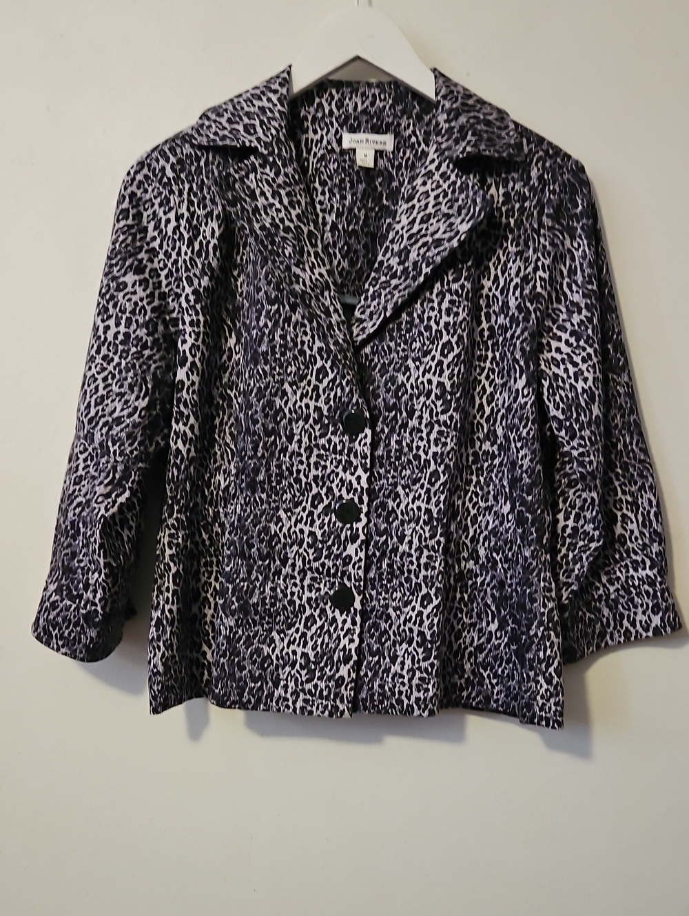 Jones New York Lavender and Black Leopard-Print Button Front Top